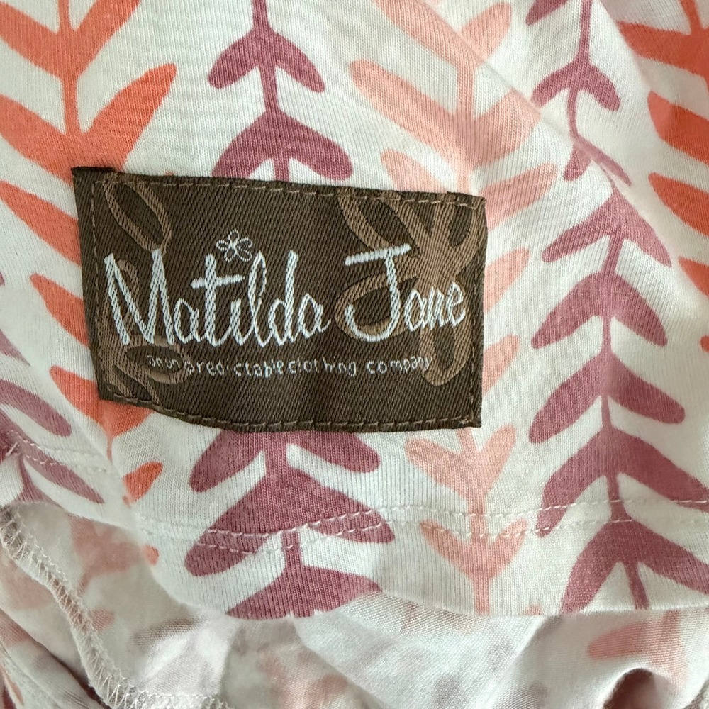 Matilda Jane Womens Pink Orange Leaf Print Elastic Waist Pocket Dress Size Small - Picture 6 of 6